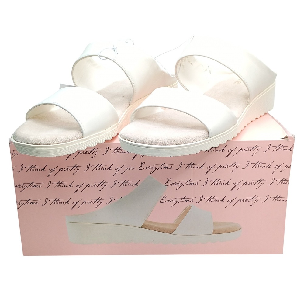 Kensie Endy Comfort Sandals Women Size 9 Beige Wedge Slide KS261621